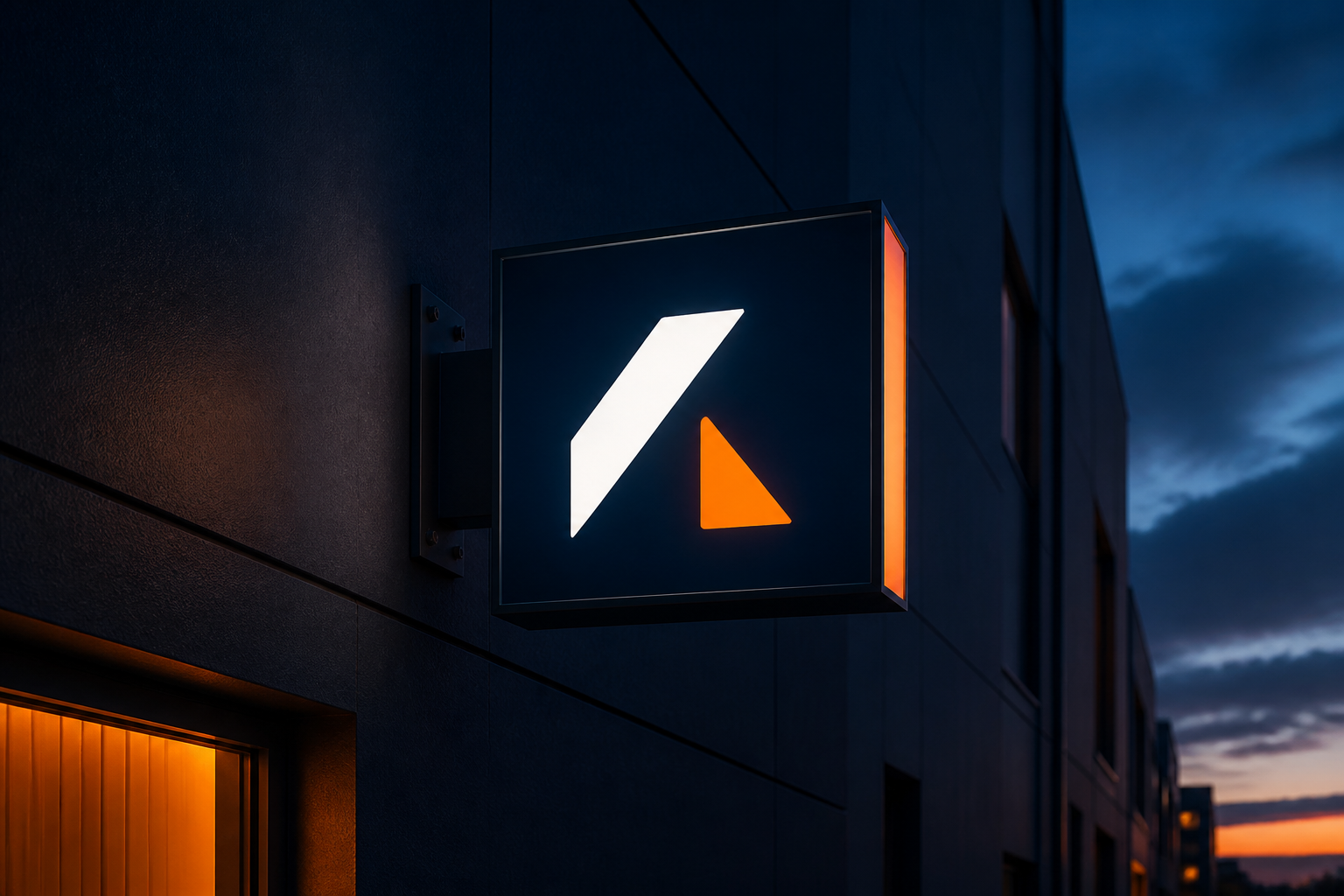 Illuminated projecting box light sign